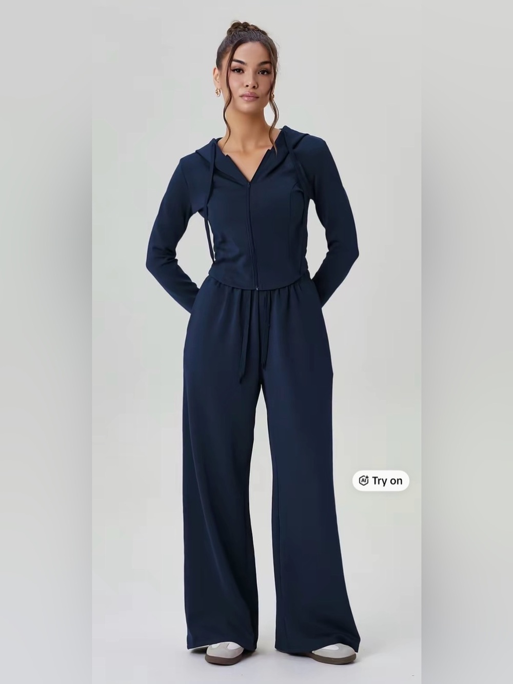 NWT Women's Navy Hooded Zip Jacket with Matching Jogger Pants set New